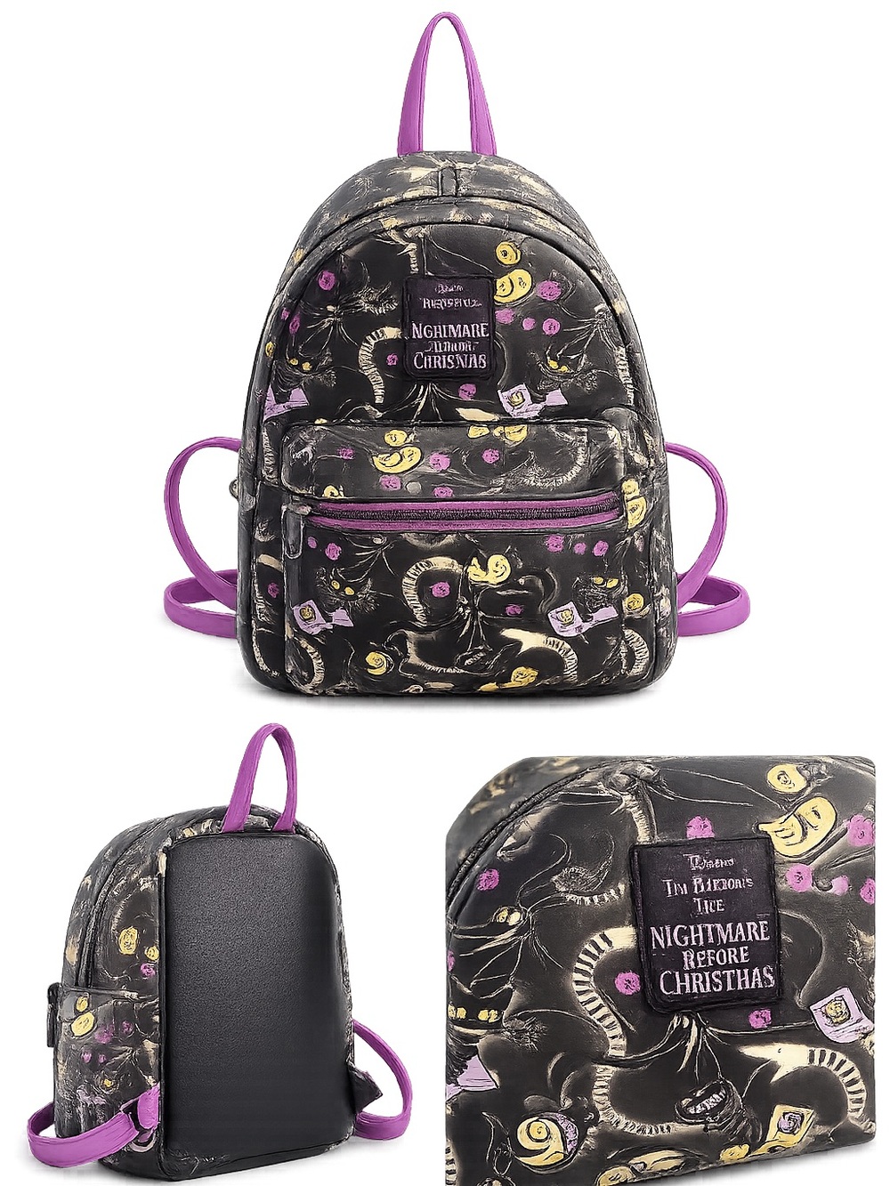 Loungefly The Nightmare Before Christmas Mini Backpack in Black, Purple, Yellow